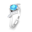 Swiss Blue Topaz and Diamond Designer Promise Ring Swiss Blue Topaz - ( AAA ) - Quality - Rosec Jewels