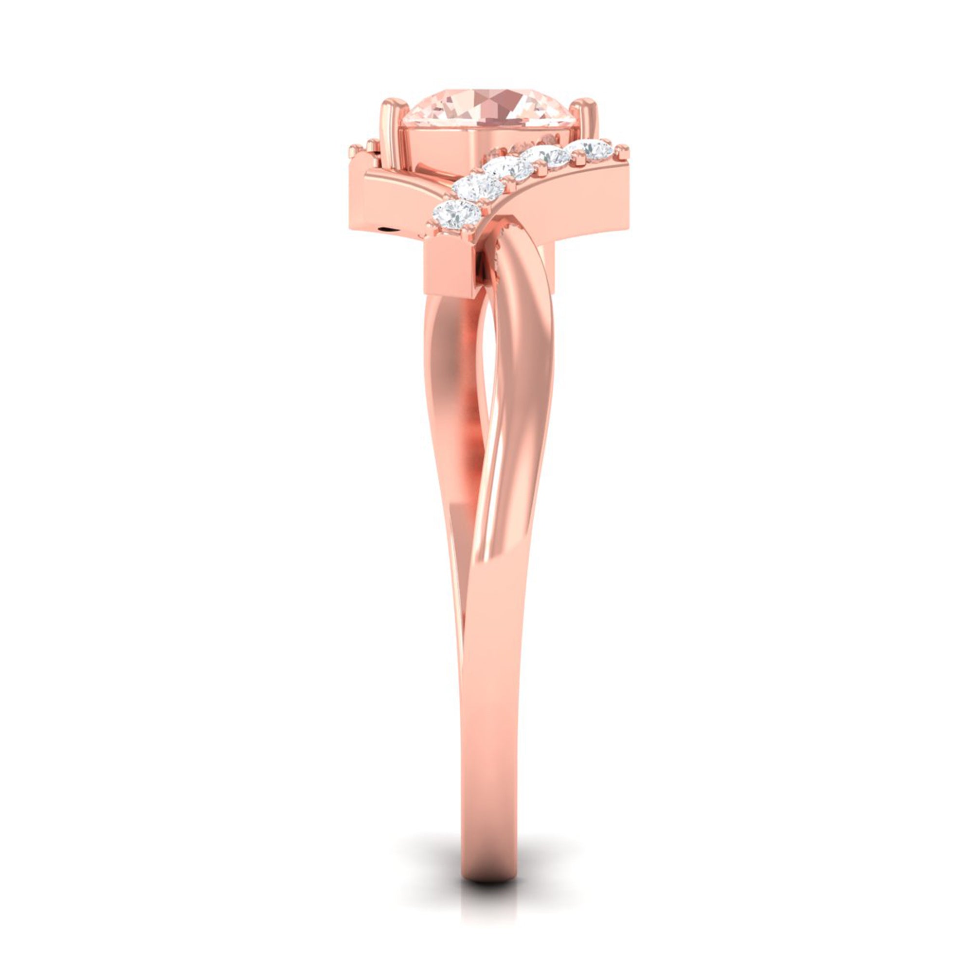 Morganite and Diamond Designer Engagement Ring Morganite - ( AAA ) - Quality - Rosec Jewels