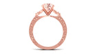 Solitaire Morganite Celtic Knot Ring with Diamond Morganite - ( AAA ) - Quality - Rosec Jewels