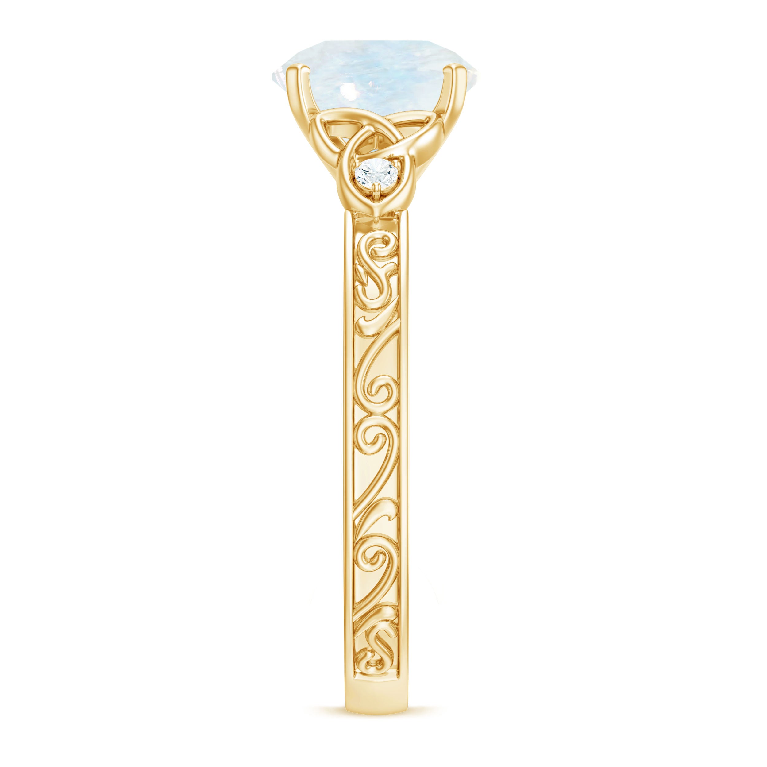 1 CT Solitaire Moonstone Celtic Knot Ring with Diamond Moonstone - ( AAA ) - Quality - Rosec Jewels