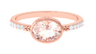 Oval Morganite Solitaire Engagement Ring with Diamond Morganite - ( AAA ) - Quality - Rosec Jewels