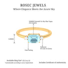 Emerald Cut Sky Blue Topaz East West Engagement Ring with Diamond Sky Blue Topaz - ( AAA ) - Quality - Rosec Jewels