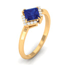 Princess Cut Created Blue Sapphire Simple Engagement Ring with Diamond Lab Created Blue Sapphire - ( AAAA ) - Quality - Rosec Jewels