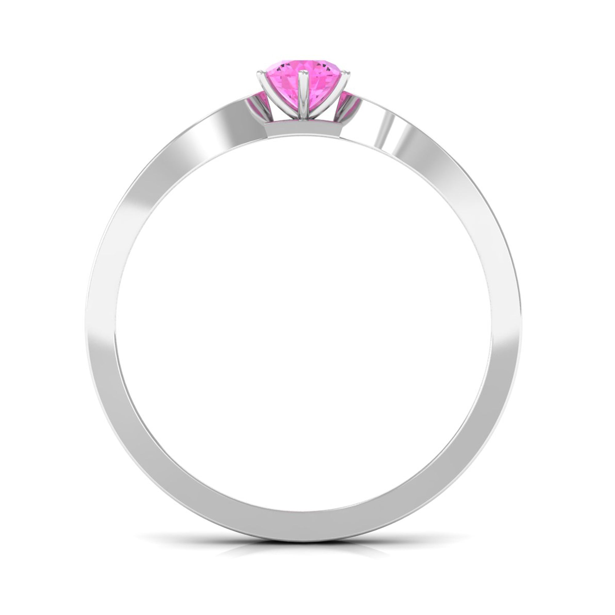 Solitaire Pink Sapphire and Diamond Engagement Ring Pink Sapphire - ( AAA ) - Quality - Rosec Jewels