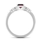 Octagon Cut Garnet and Diamond Solitaire Engagement Ring Garnet - ( AAA ) - Quality - Rosec Jewels