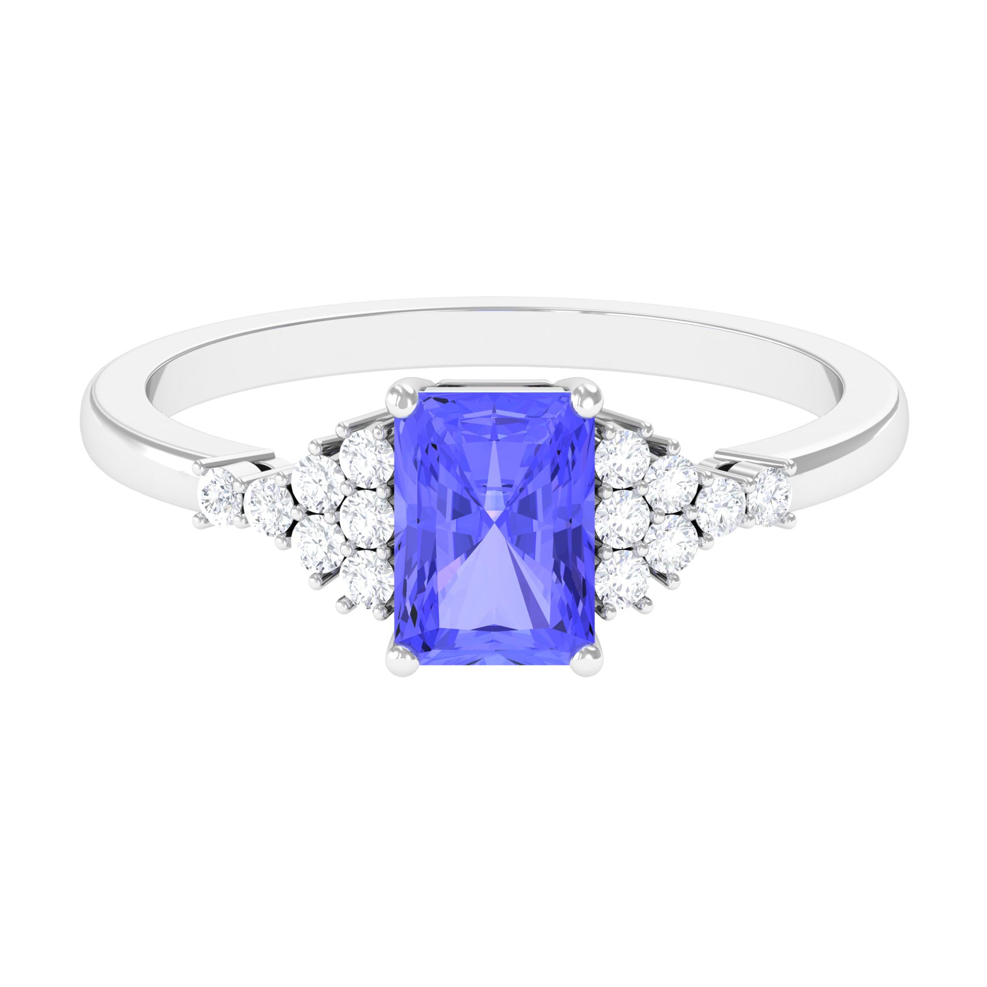 Natural Tanzanite Solitaire Engagement Ring Tanzanite - ( AAA ) - Quality - Rosec Jewels