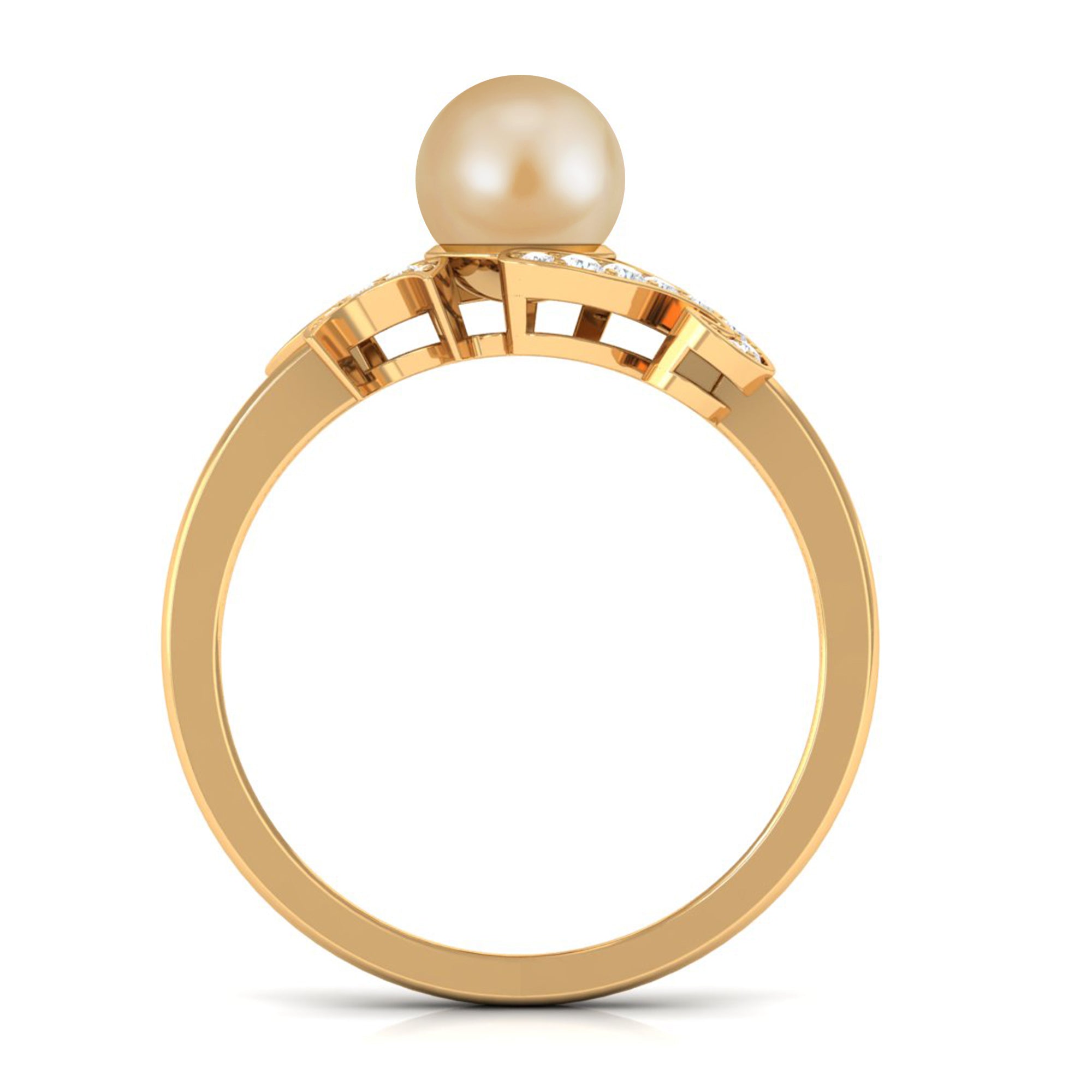 Designer South Sea Pearl Engagement Ring with Diamond South Sea Pearl - ( AAA ) - Quality - Rosec Jewels