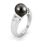 8.75 CT Tahitian Pearl and Diamond Engagement Ring Tahitian pearl - ( AAA ) - Quality - Rosec Jewels