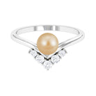 Minimal South Sea Pearl and Diamond Chevron Engagement Ring South Sea Pearl - ( AAA ) - Quality - Rosec Jewels