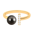 Tahitian Pearl and Diamond Modern Cuff Engagement Ring Tahitian pearl - ( AAA ) - Quality - Rosec Jewels