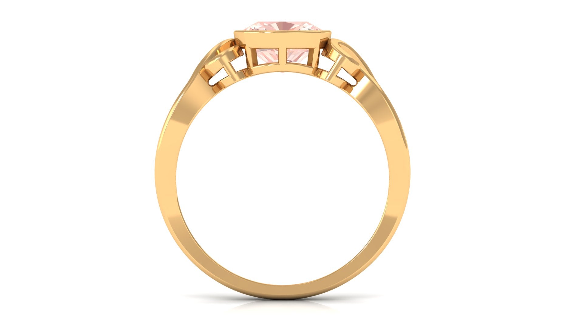 Vintage Style Cushion Morganite Solitaire Ring in Bezel Setting Morganite - ( AAA ) - Quality - Rosec Jewels