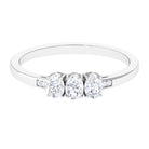 Oval Moissanite Three Stone Promise Ring in Gold Moissanite - ( D-VS1 ) - Color and Clarity - Rosec Jewels