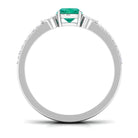 Cushion shape Emerald and Diamond Anniversary Double Band Ring Emerald - ( AAA ) - Quality - Rosec Jewels