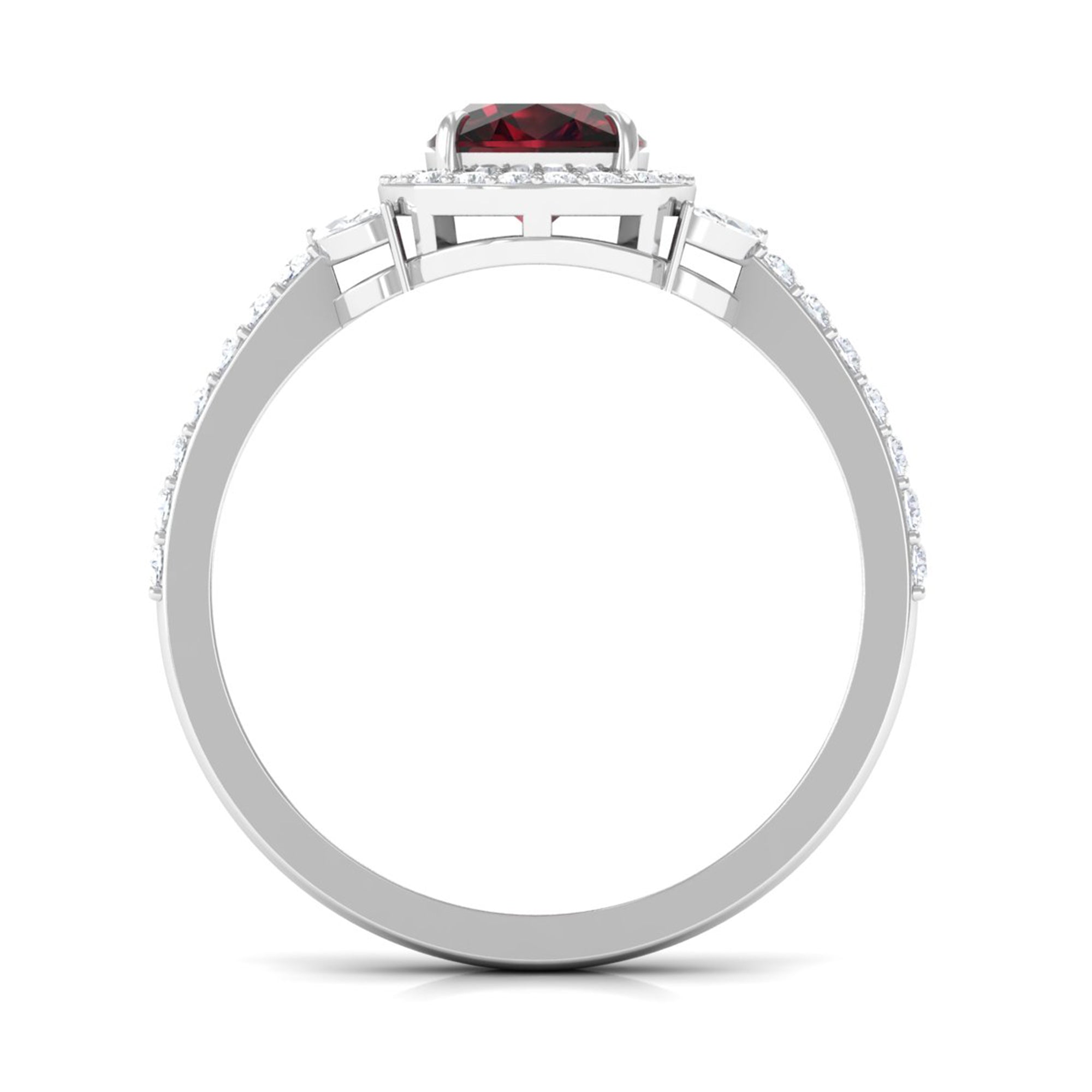 2 CT Natural Garnet Halo Engagement Ring with Diamond Garnet - ( AAA ) - Quality - Rosec Jewels