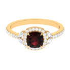 2 CT Natural Garnet Halo Engagement Ring with Diamond Garnet - ( AAA ) - Quality - Rosec Jewels