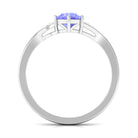 Round Tanzanite Solitaire Engagement Ring with Diamond Tanzanite - ( AAA ) - Quality - Rosec Jewels