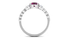 1.25 CT Round Rhodolite Solitaire Engagement Ring with Diamond Accent Rhodolite - ( AAA ) - Quality - Rosec Jewels