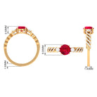 Solitaire Created Ruby and Diamond Designer Engagement Ring Lab Created Ruby - ( AAAA ) - Quality - Rosec Jewels