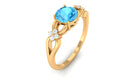 Pure Swiss Blue Topaz and Diamond Floral Solitaire Crossover Ring Swiss Blue Topaz - ( AAA ) - Quality - Rosec Jewels