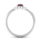 Round Cut Solitaire Garnet Flower Ring Garnet - ( AAA ) - Quality - Rosec Jewels