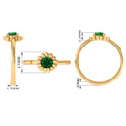 5 MM Round Lab Created Emerald Gold Floral Solitaire Ring in Prong Setting Lab Created Emerald - ( AAAA ) - Quality - Rosec Jewels