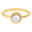 1/2 CT Round Cut Solitaire Moonstone Gold Flower Ring Moonstone - ( AAA ) - Quality - Rosec Jewels