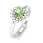 Real Green Sapphire Solitaire Flower Promise Ring Green Sapphire - ( AAA ) - Quality - Rosec Jewels