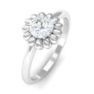 Zircon Floral Solitaire Ring Zircon - ( AAAA ) - Quality - Rosec Jewels