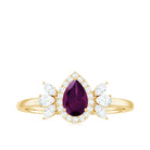 1.25 CT Pear Cut Rhodolite Engagement Ring with Diamond Halo Rhodolite - ( AAA ) - Quality - Rosec Jewels