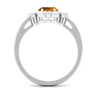 1.75 CT Oval Citrine Designer Halo Engagement Ring with Moissanite Citrine - ( AAA ) - Quality - Rosec Jewels