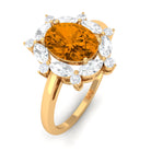 1.75 CT Oval Citrine Designer Halo Engagement Ring with Moissanite Citrine - ( AAA ) - Quality - Rosec Jewels