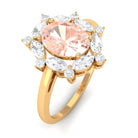 Morganite Designer Halo Engagement Ring with Moissanite Morganite - ( AAA ) - Quality - Rosec Jewels