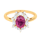 Oval Pink Tourmaline Designer Engagement Ring with Moissanite Halo Pink Tourmaline - ( AAA ) - Quality - Rosec Jewels