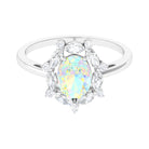 2 CT Ethiopian Opal Designer Halo Engagement Ring with Moissanite Ethiopian Opal - ( AAA ) - Quality - Rosec Jewels