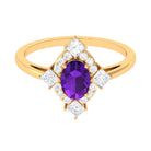 Oval Amethyst Halo Cocktail Ring with Diamond Amethyst - ( AAA ) - Quality - Rosec Jewels