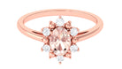 Oval Morganite Floral Halo Engagement Ring with Diamond Morganite - ( AAA ) - Quality - Rosec Jewels