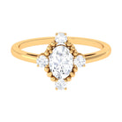 Oval Shape Moissanite Solitaire Vintage Engagement Ring Moissanite - ( D-VS1 ) - Color and Clarity - Rosec Jewels