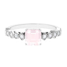 1.5 CT Asscher Cut Rose Quartz Solitaire Engagement Ring with Diamond Rose Quartz - ( AAA ) - Quality - Rosec Jewels