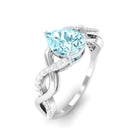 Pear Shape Aquamarine Solitaire Infinity Ring with Diamond Aquamarine - ( AAA ) - Quality - Rosec Jewels