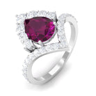 2.75 CT Pear Rhodolite Teardrop Engagement Ring with Moissanite Halo Rhodolite - ( AAA ) - Quality - Rosec Jewels