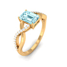 Octagon Aquamarine and Diamond Crossover Engagement Ring Aquamarine - ( AAA ) - Quality - Rosec Jewels