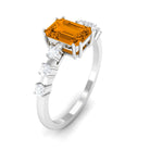 2 CT Emerald Cut Citrine and Diamond Solitaire Engagement Ring Citrine - ( AAA ) - Quality - Rosec Jewels