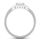 Emerald Cut Moonstone Halo Engagement Ring with Diamond Moonstone - ( AAA ) - Quality - Rosec Jewels