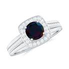 Classic Black Opal Engagement Ring with Moissanite Accent Black Opal - ( AAA ) - Quality - Rosec Jewels