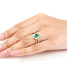 Pear Shape Created Emerald and Diamond Designer Wedding Ring Set Lab Created Emerald - ( AAAA ) - Quality - Rosec Jewels