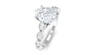 Pear Shape Lab Grown Diamond Scalloped Solitaire Ring Lab Grown Diamond - ( EF-VS ) - Color and Clarity - Rosec Jewels