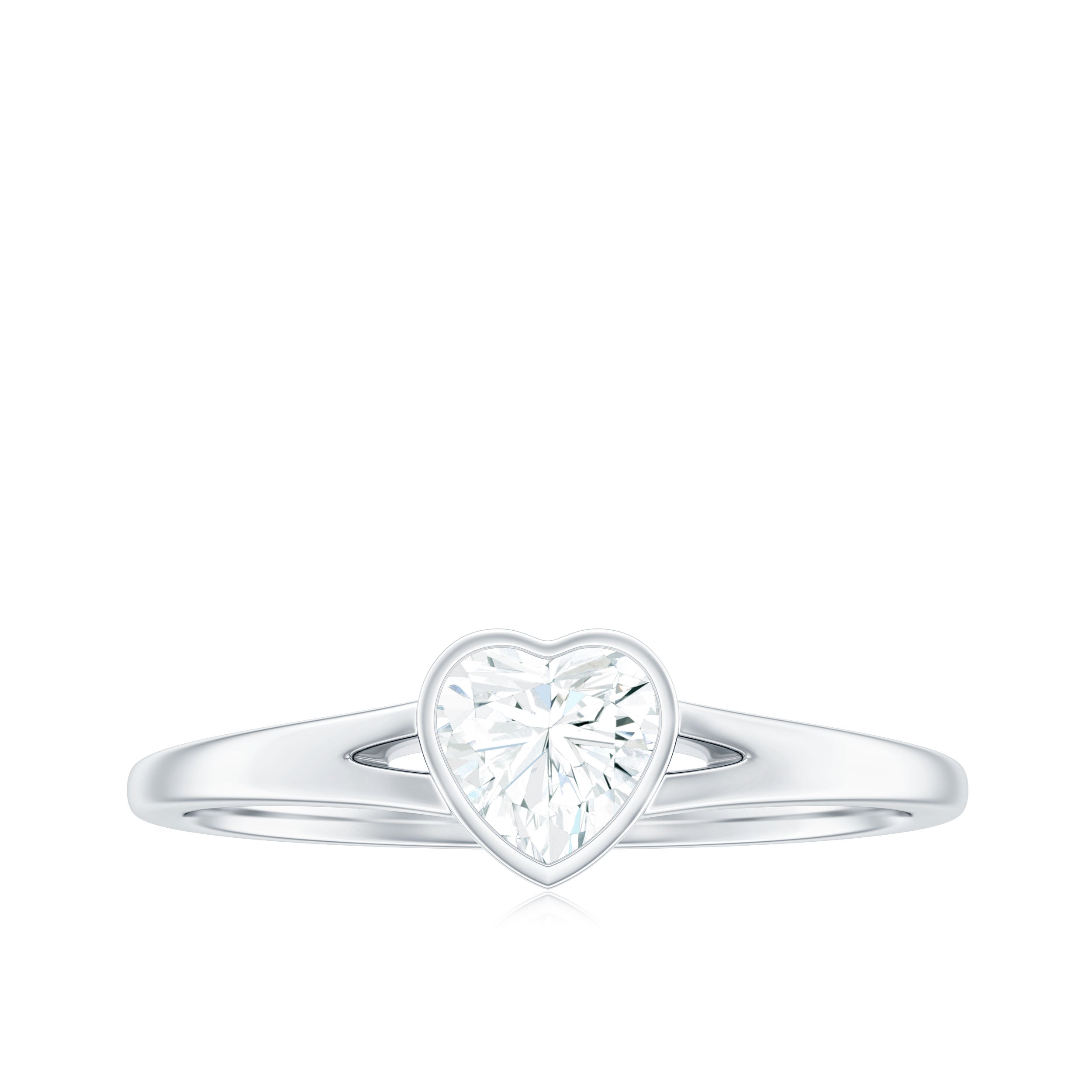 Heart Shape Lab Grown Diamond Solitaire Ring in Split Shank Lab Grown Diamond - ( EF-VS ) - Color and Clarity - Rosec Jewels