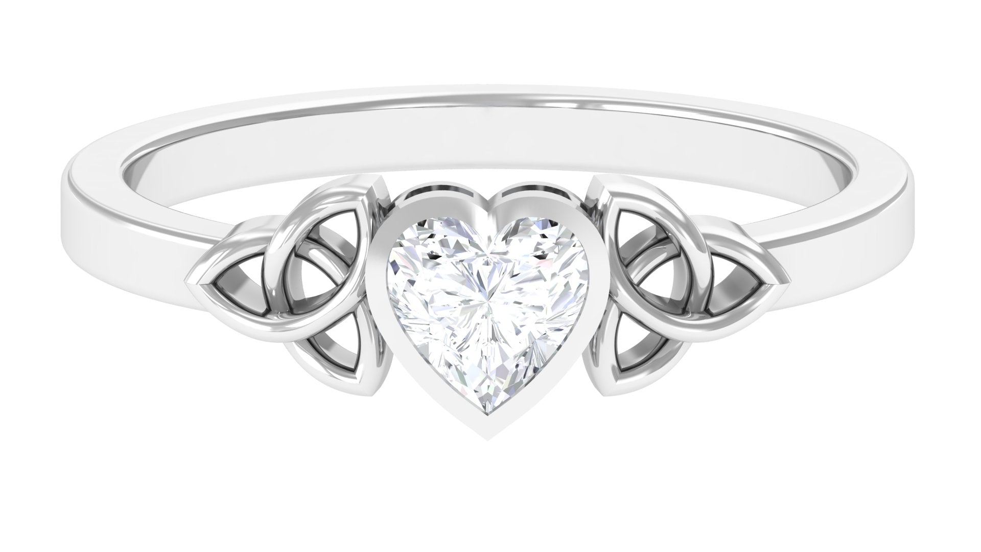 Heart Shape Lab Grown Diamond Solitaire Celtic Ring Lab Grown Diamond - ( EF-VS ) - Color and Clarity - Rosec Jewels