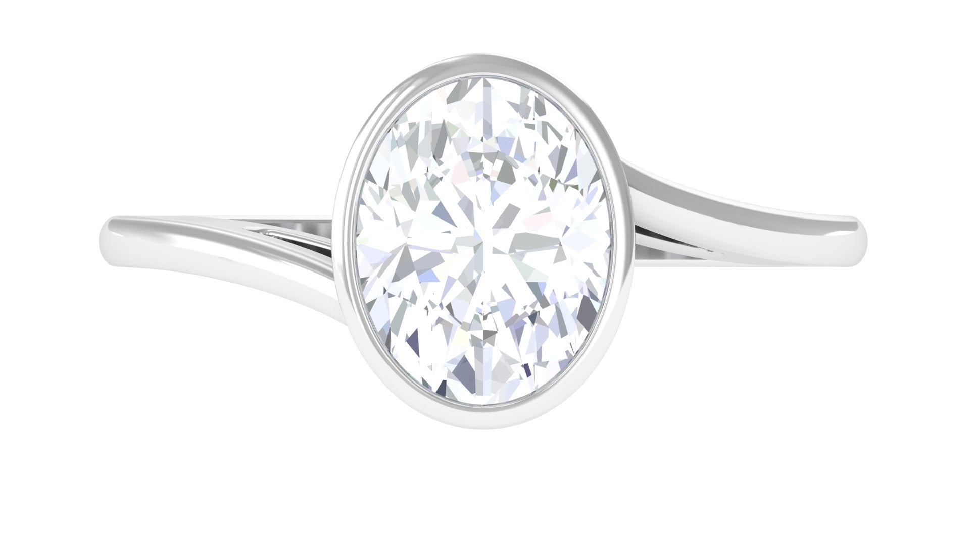 Oval Shape Lab Grown Diamond Solitaire Bypass Ring Lab Grown Diamond - ( EF-VS ) - Color and Clarity - Rosec Jewels