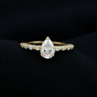 Pear Shape Lab Grown Diamond Solitaire Promise Ring with Side Stones Lab Grown Diamond - ( EF-VS ) - Color and Clarity - Rosec Jewels